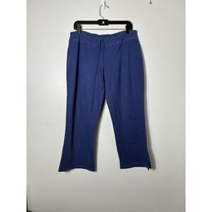 Fresh Produce Pull On Wide Leg Cropped Pants Sz Large Navy Blue Made In USA